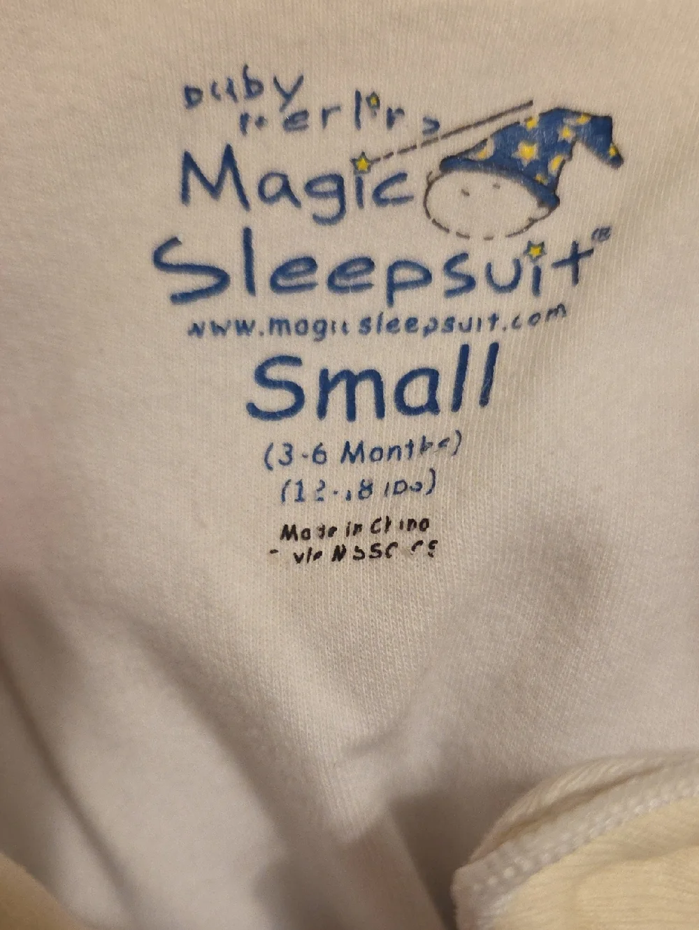 Baby Merlin's Magic Sleepsuit Size S 3-6 Months Yellow Gender Neutral